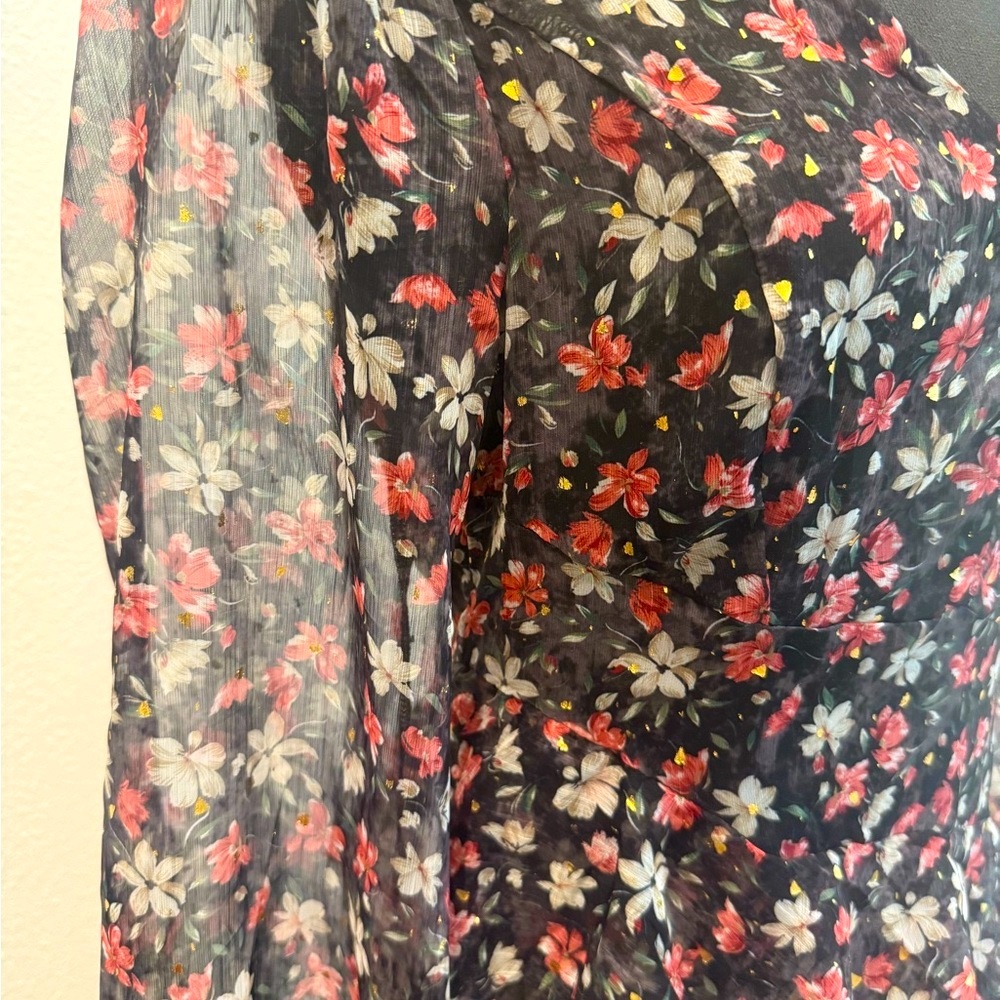 ASTR The Label Black Floral Chiffon Midi Dress – Size M - Picture 4 of 5